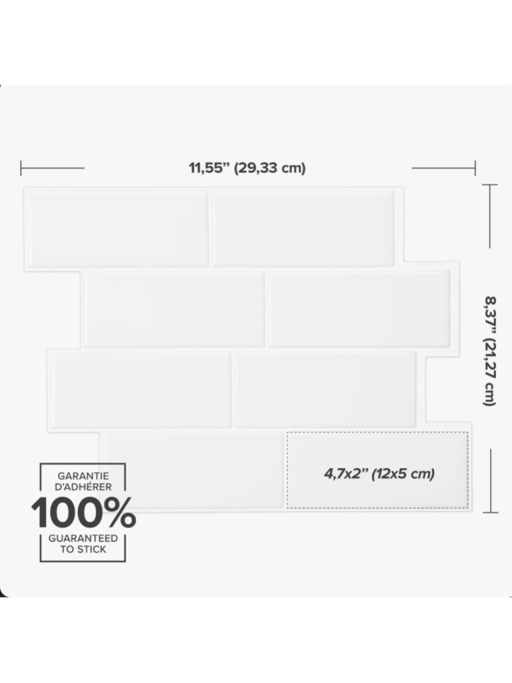 Peel-and-Stick Subway Wall Tiles, One Size, White. 3 packs
